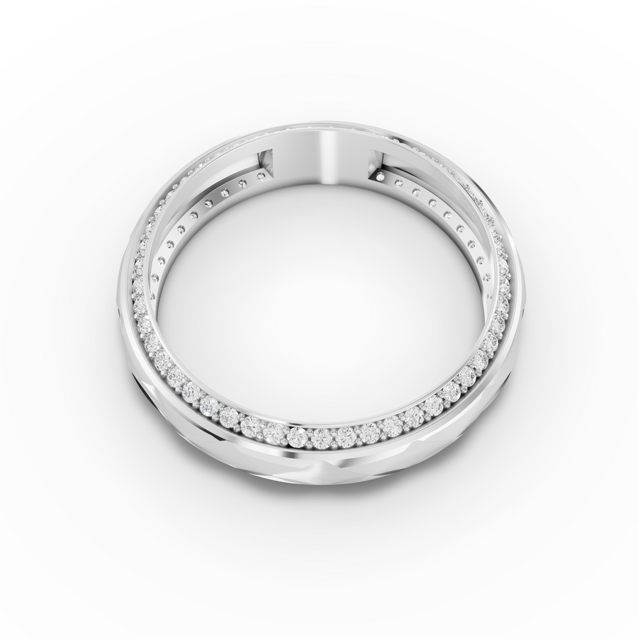 0.45 Ct Faceted Diamond Wedding Band