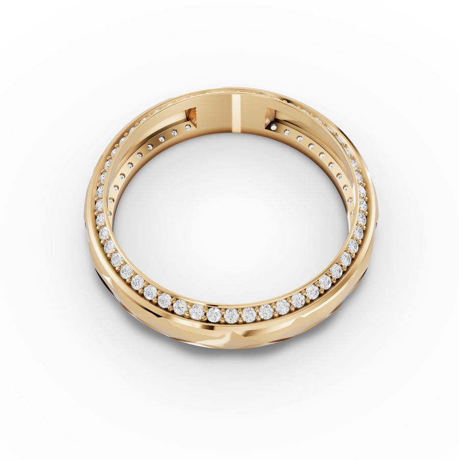 0.45 Ct Faceted Diamond Wedding Band
