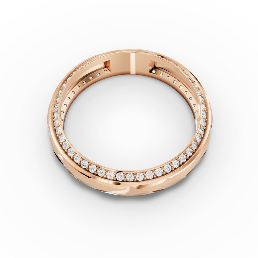 0.45 Ct Faceted Diamond Wedding Band