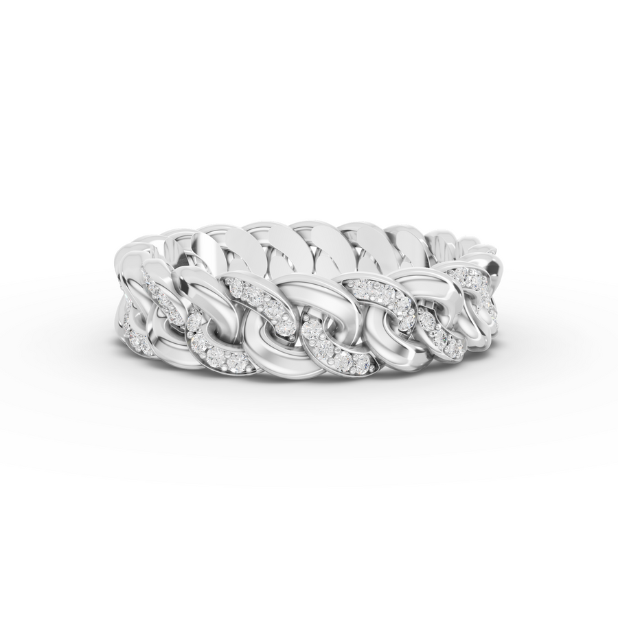0.36 Ct Diamond Cuban Link Eternity Ring