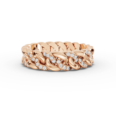 0.36 Ct Diamond Cuban Link Eternity Ring
