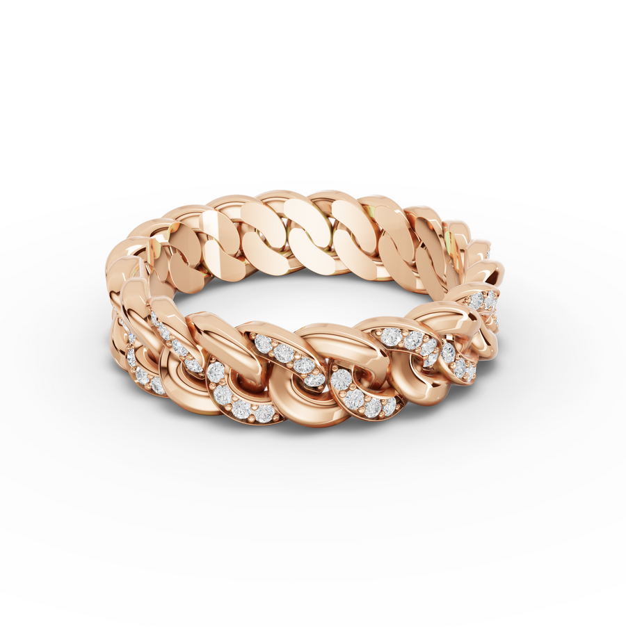 0.36 Ct Diamond Cuban Link Eternity Ring