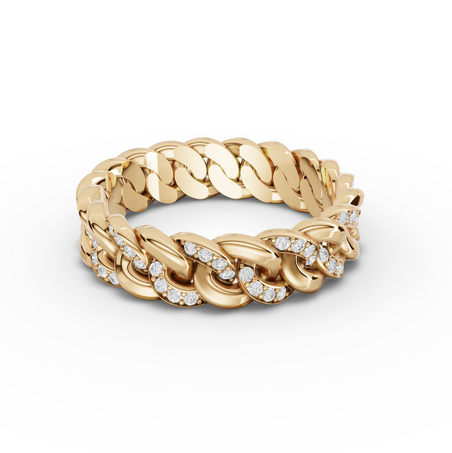 0.36 Ct Diamond Cuban Link Eternity Ring