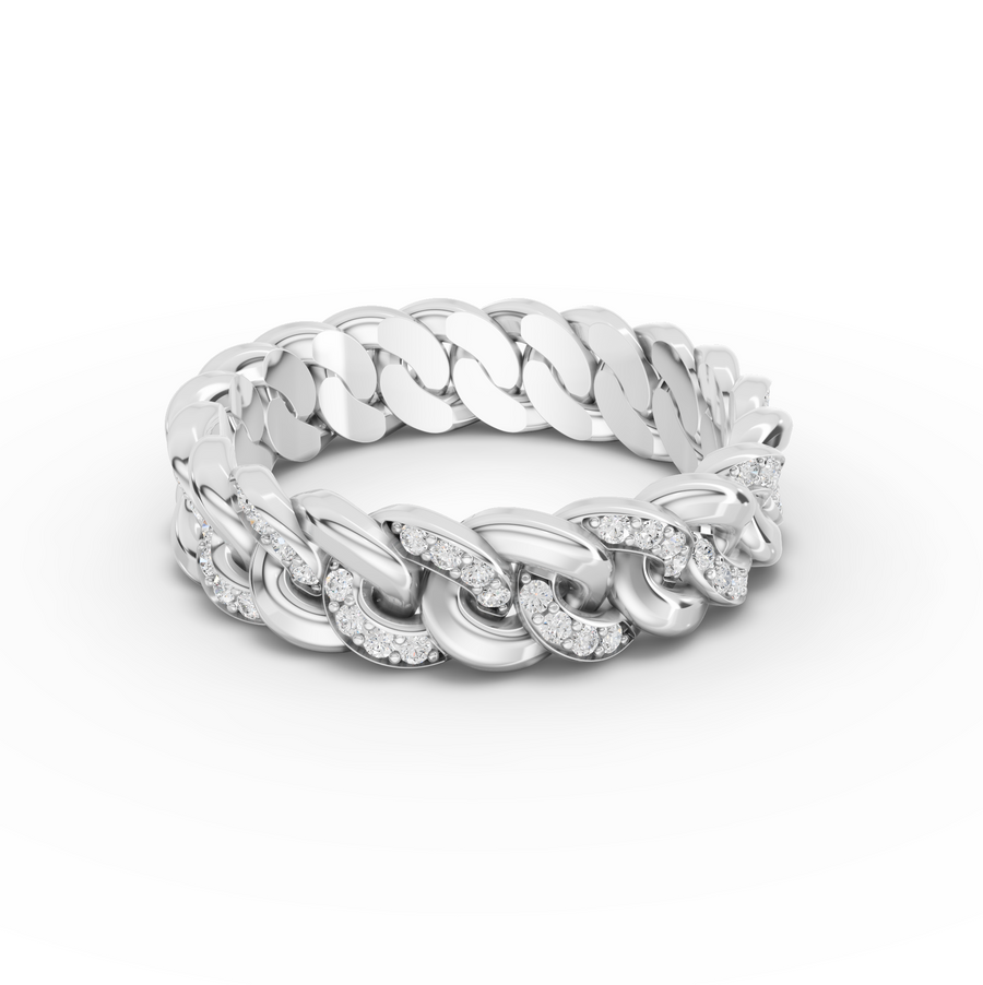 0.36 Ct Diamond Cuban Link Eternity Ring