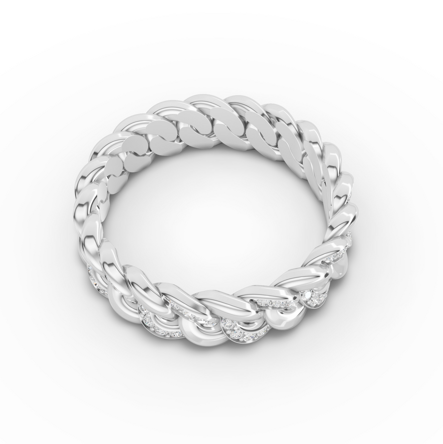 0.36 Ct Diamond Cuban Link Eternity Ring