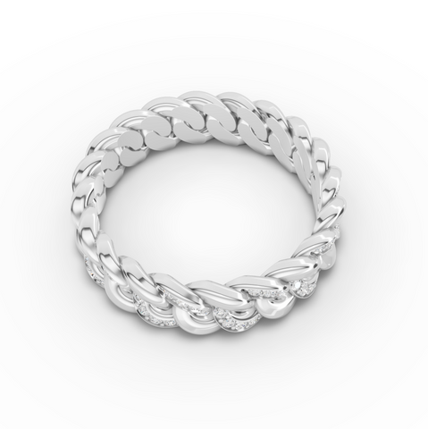 0.36 Ct Diamond Cuban Link Eternity Ring