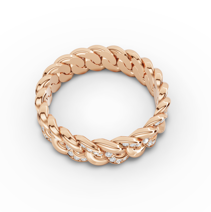 0.36 Ct Diamond Cuban Link Eternity Ring