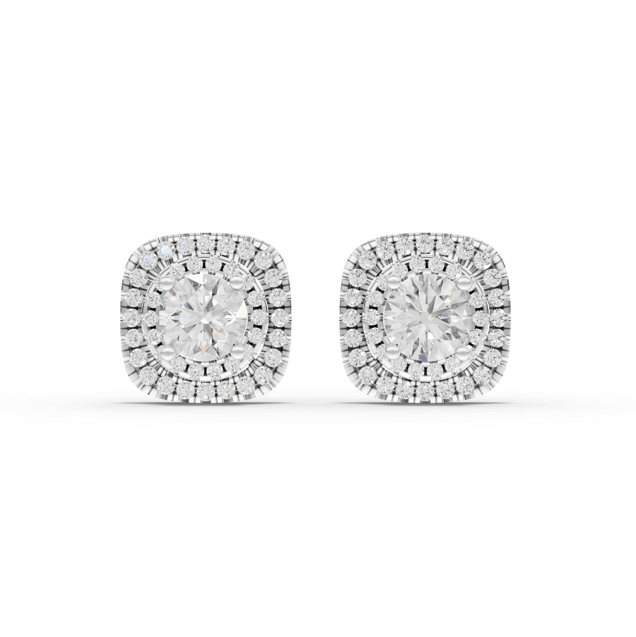 4.11 Ct Double Halo Diamond Stud Earrings