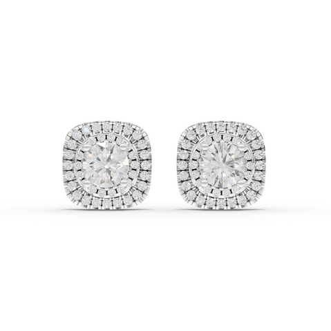 4.11 Ct Double Halo Diamond Stud Earrings