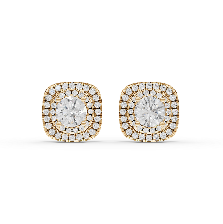 4.11 Ct Double Halo Diamond Stud Earrings