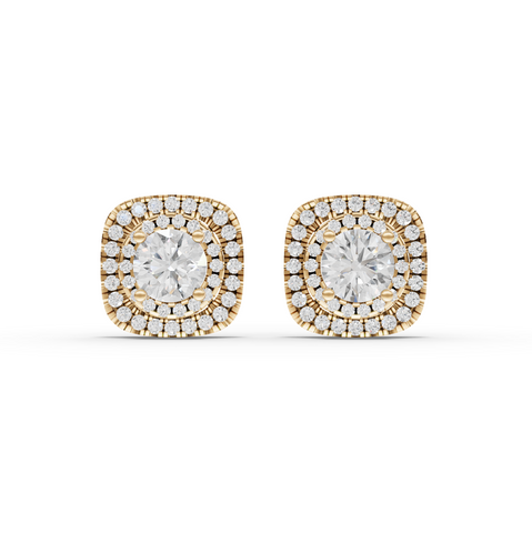 4.11 Ct Double Halo Diamond Stud Earrings