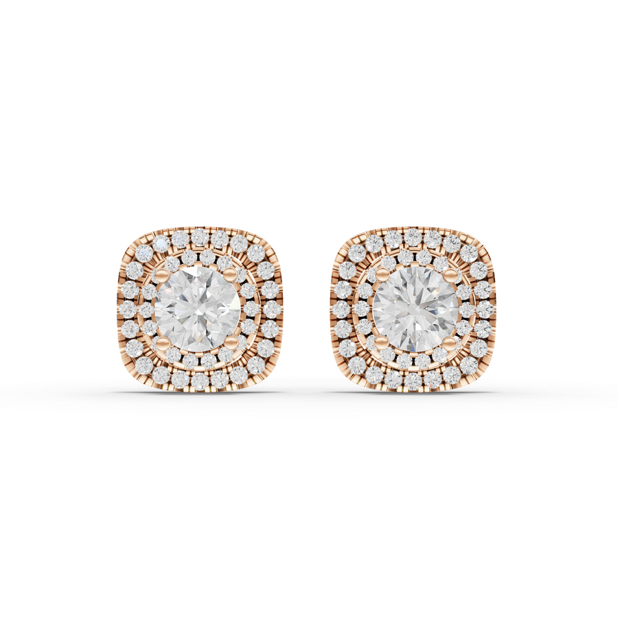 4.11 Ct Double Halo Diamond Stud Earrings