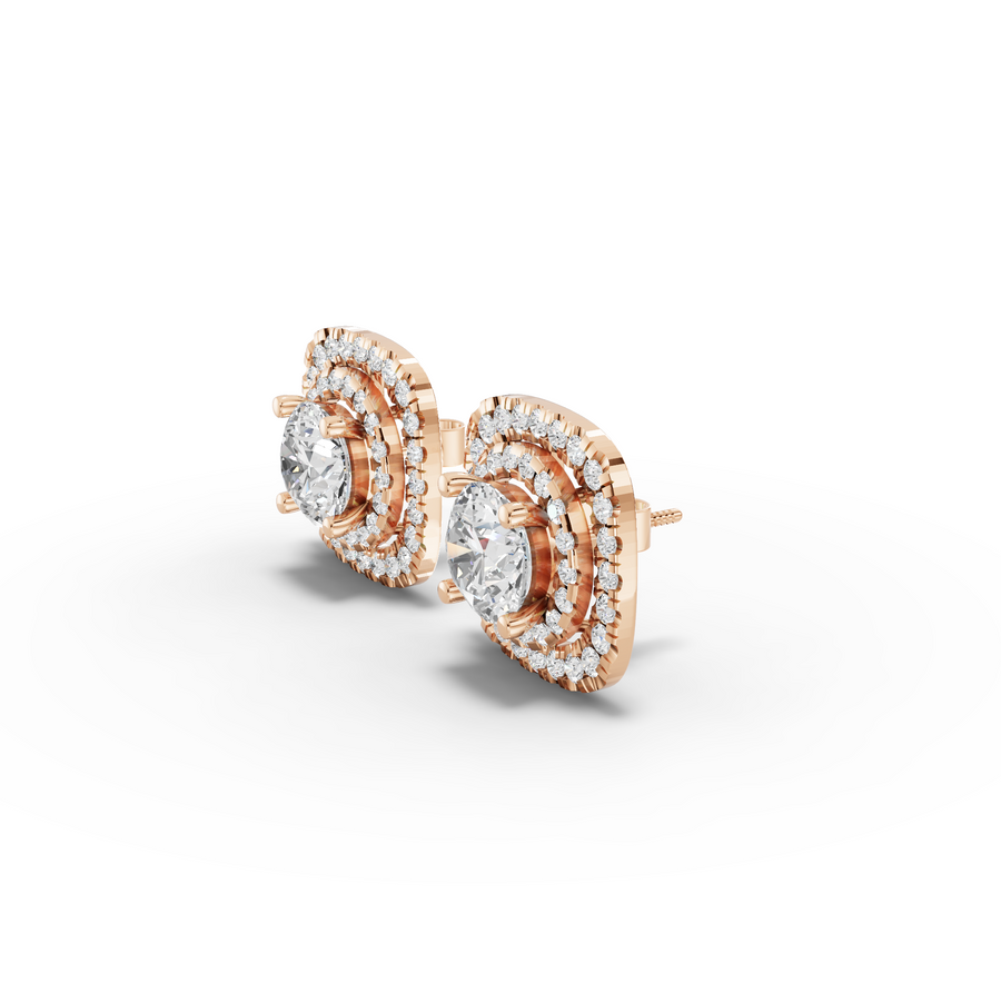 4.11 Ct Double Halo Diamond Stud Earrings