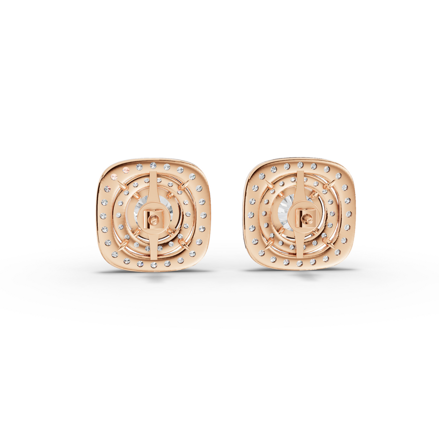4.11 Ct Double Halo Diamond Stud Earrings