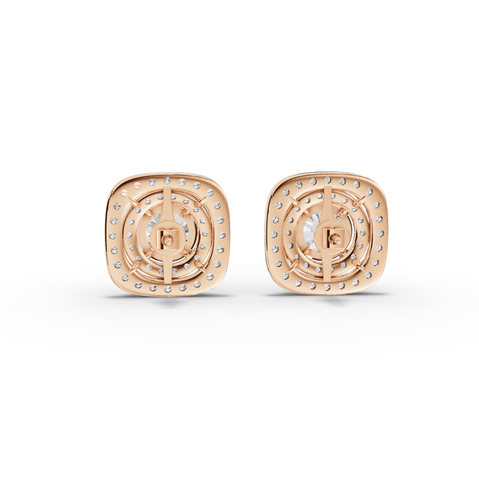 4.11 Ct Double Halo Diamond Stud Earrings