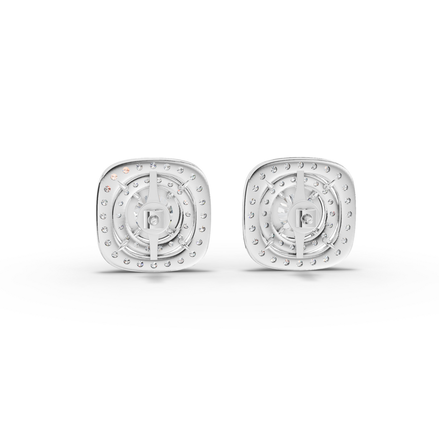 4.11 Ct Double Halo Diamond Stud Earrings