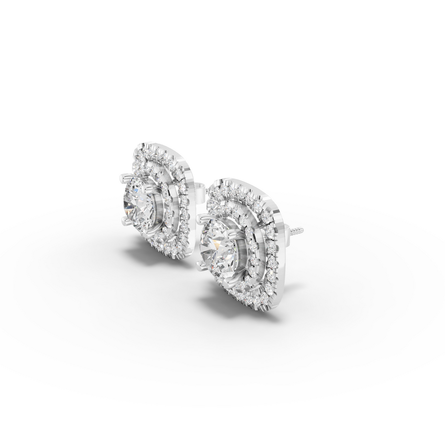 4.11 Ct Double Halo Diamond Stud Earrings
