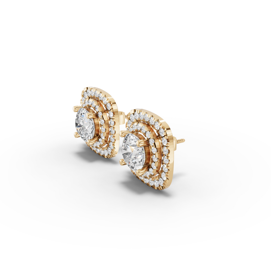 4.11 Ct Double Halo Diamond Stud Earrings