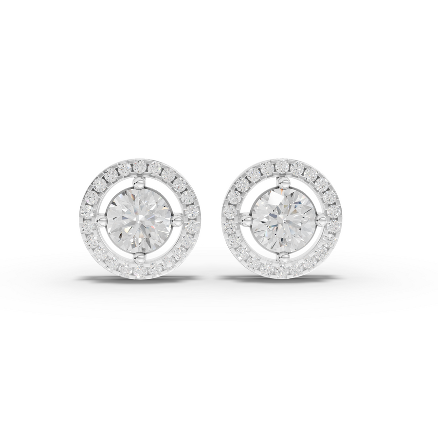 2.45 Ct Round Halo Lab Diamond Stud Earrings