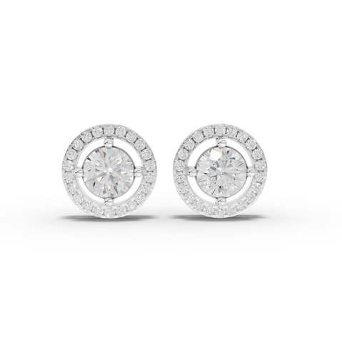 2.45 Ct Round Halo Lab Diamond Stud Earrings