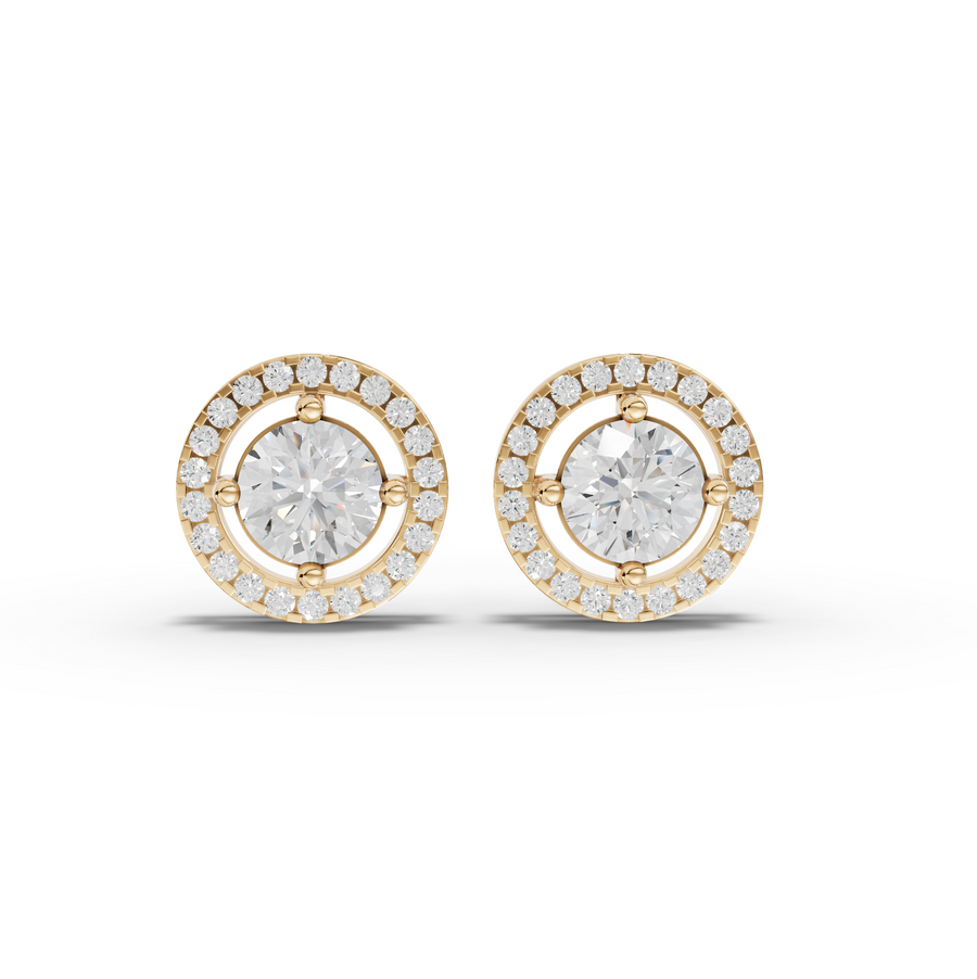 2.45 Ct Round Halo Lab Diamond Stud Earrings