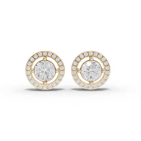 2.45 Ct Round Halo Lab Diamond Stud Earrings