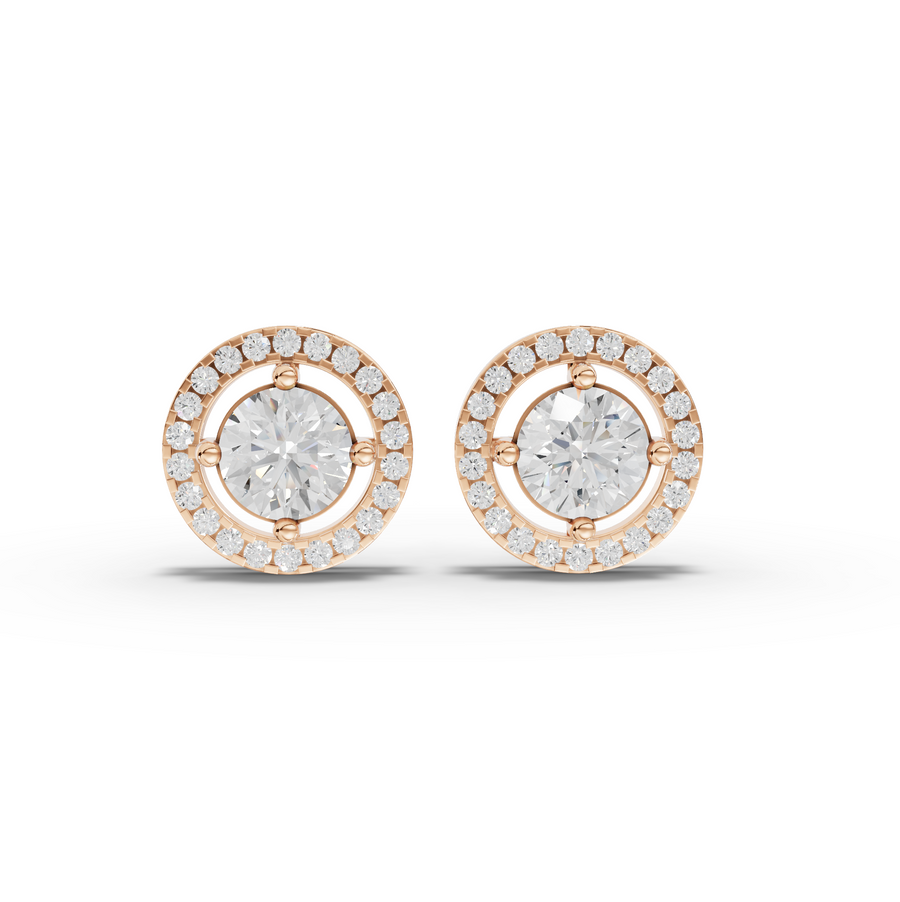 2.45 Ct Round Halo Lab Diamond Stud Earrings