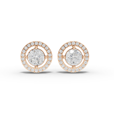2.45 Ct Round Halo Lab Diamond Stud Earrings