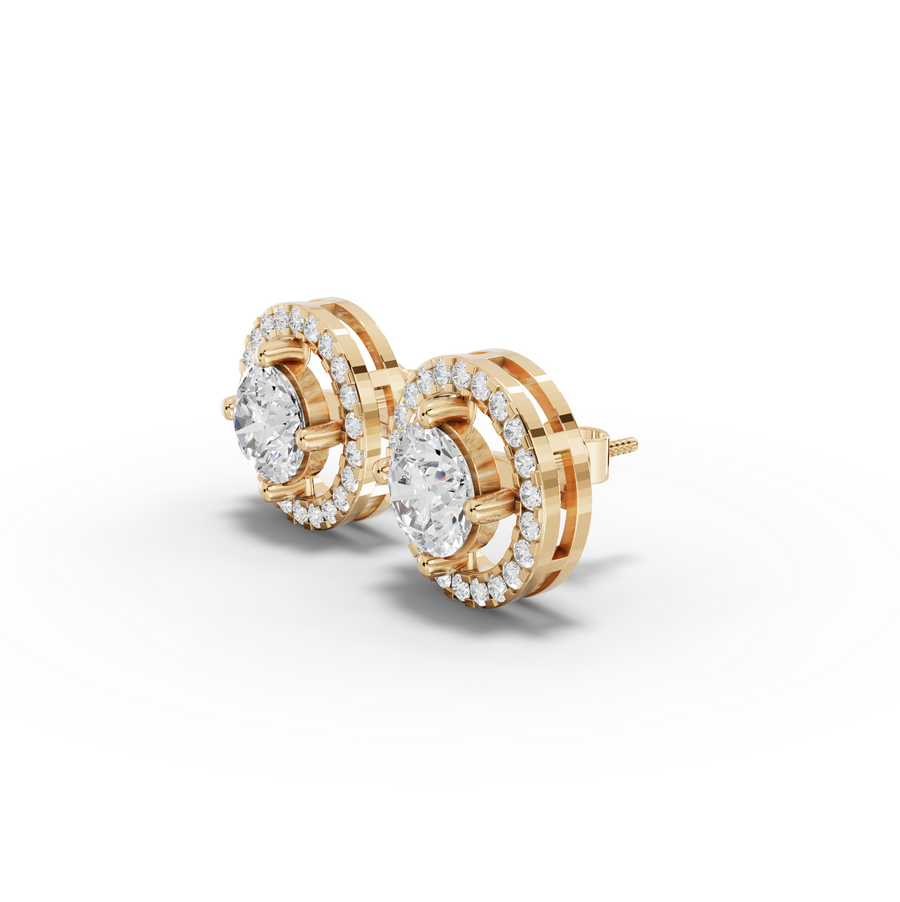2.45 Ct Round Halo Lab Diamond Stud Earrings