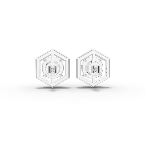 3.31 Ct Hexagon Halo Round Diamond Stud Earrings