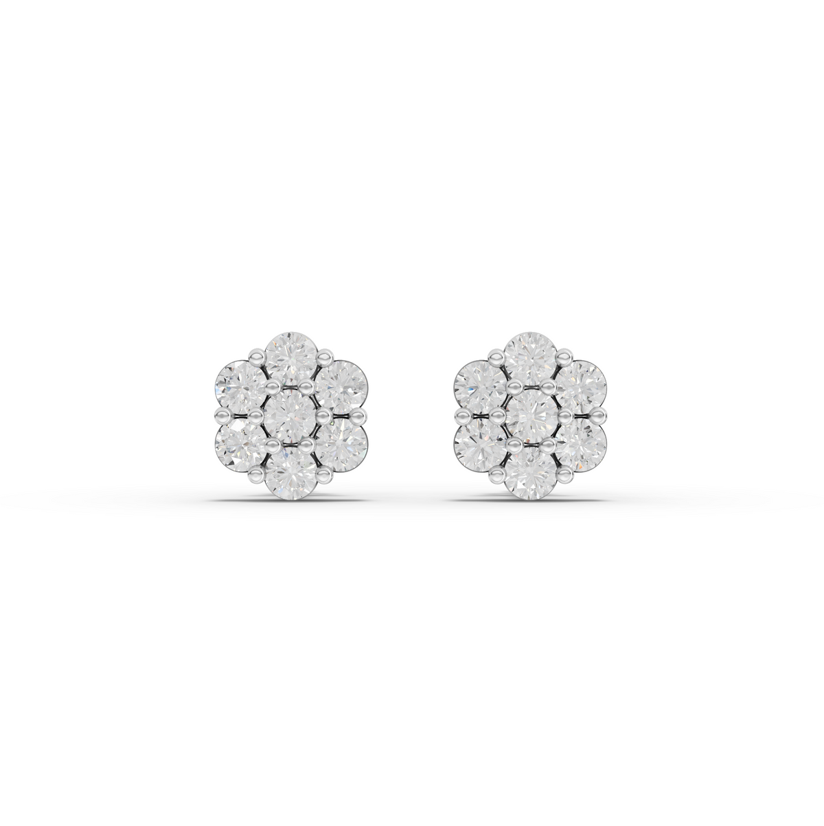 0.49 Ct Round Cluster Flower Stud Earrings