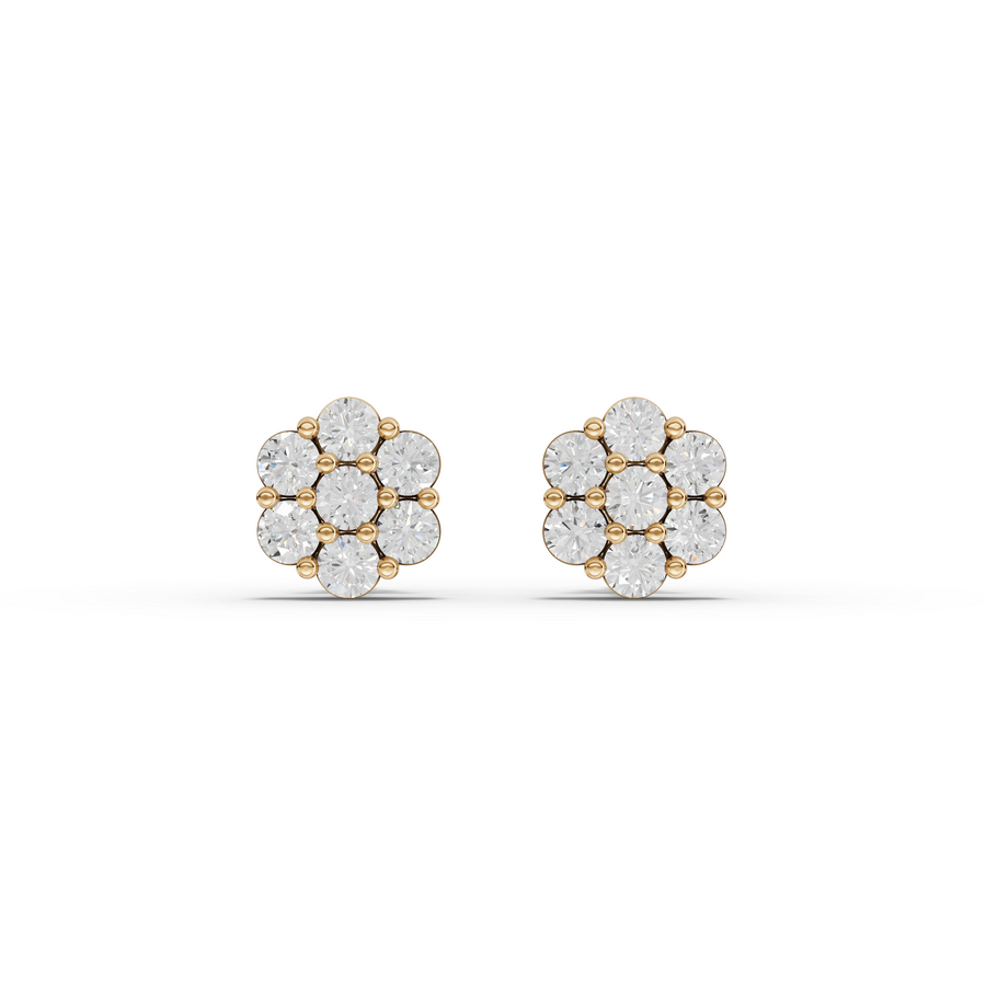 0.49 Ct Round Cluster Flower Stud Earrings