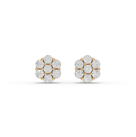 0.49 Ct Round Cluster Flower Stud Earrings