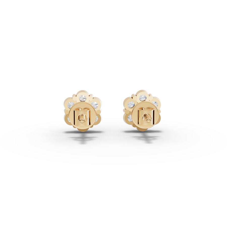 0.49 Ct Round Cluster Flower Stud Earrings