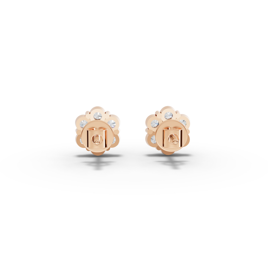 0.49 Ct Round Cluster Flower Stud Earrings