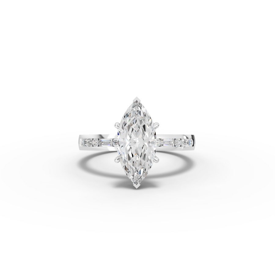 1.73 Ct Marquise Solitaire with Baguette Diamond Band