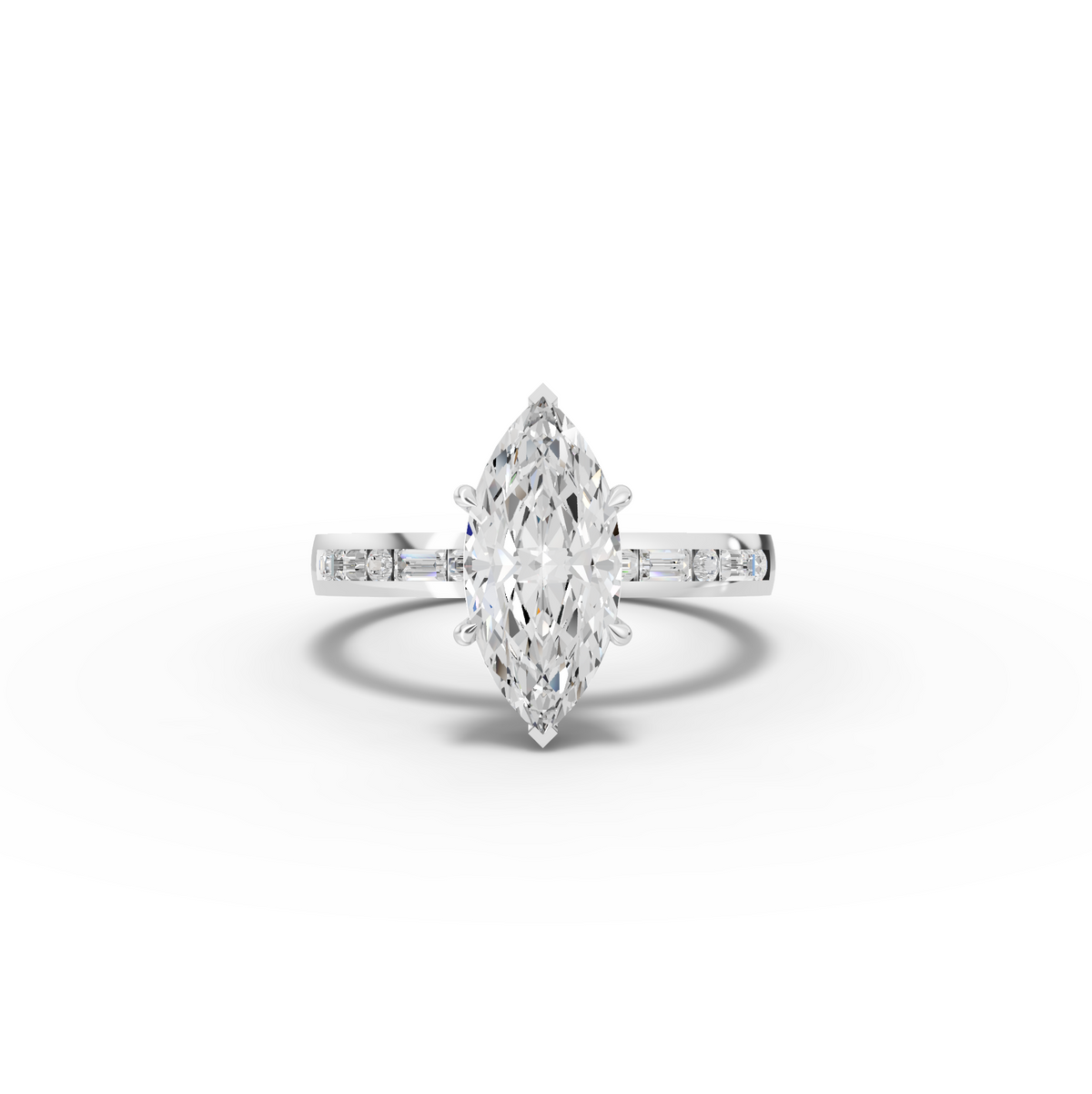 1.73 Ct Marquise Solitaire with Baguette Diamond Band