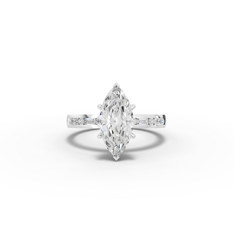 1.73 Ct Marquise Solitaire with Baguette Diamond Band