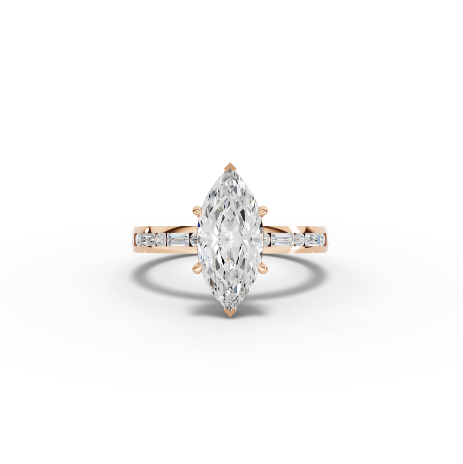 1.73 Ct Marquise Solitaire with Baguette Diamond Band