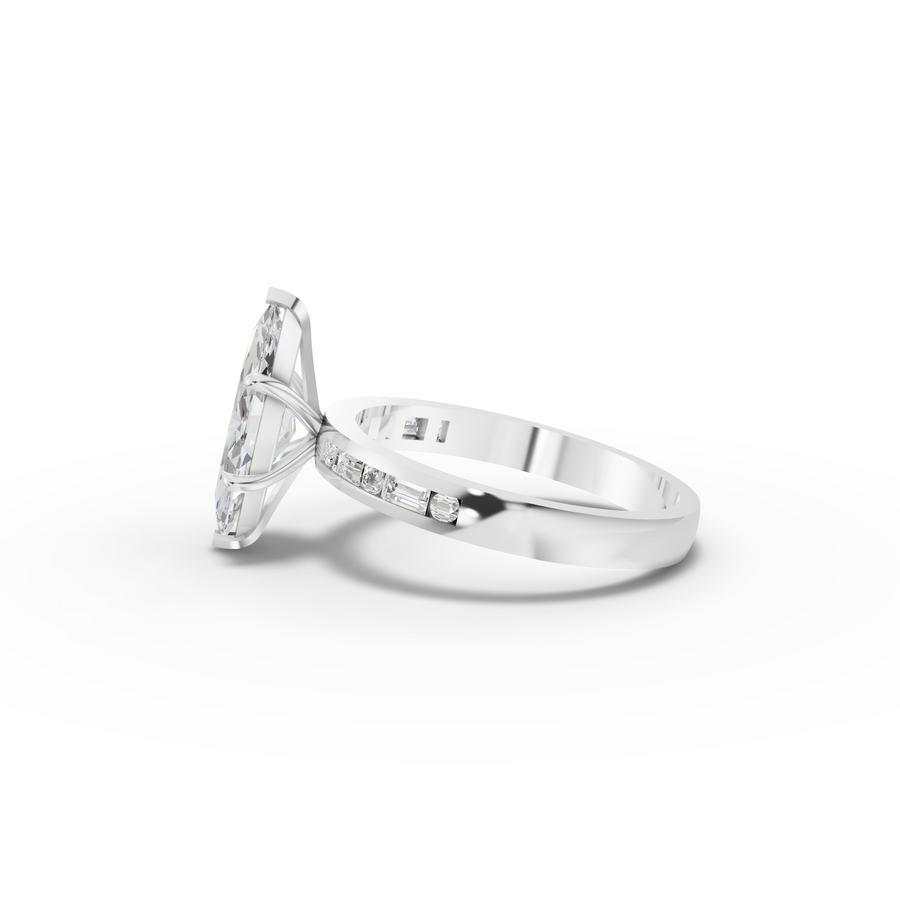 1.73 Ct Marquise Solitaire with Baguette Diamond Band