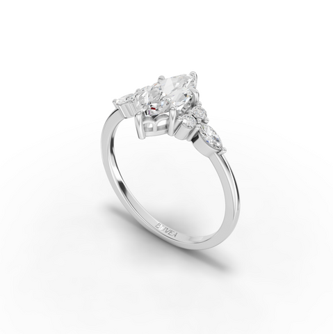 2.80 Ct Marquise Solitaire With Side Diamond Ring