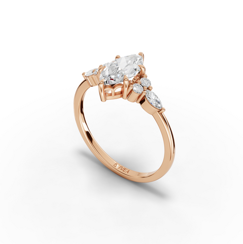 2.80 Ct Marquise Solitaire With Side Diamond Ring