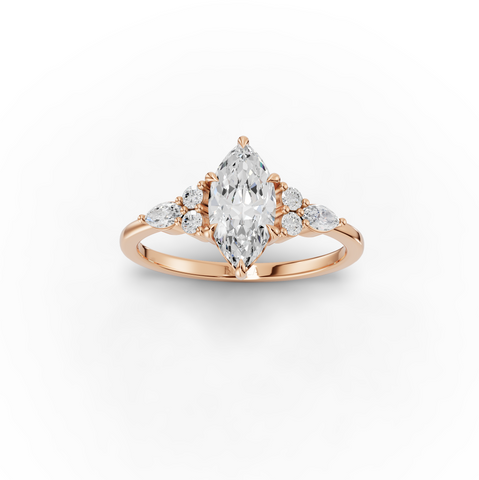 2.80 Ct Marquise Solitaire With Side Diamond Ring
