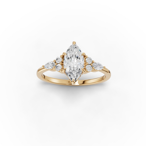 2.80 Ct Marquise Solitaire With Side Diamond Ring