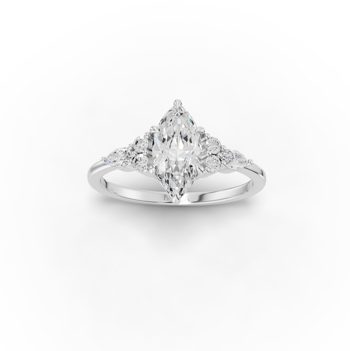 2.80 Ct Marquise Solitaire With Side Diamond Ring