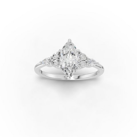 2.80 Ct Marquise Solitaire With Side Diamond Ring