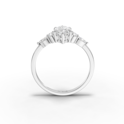 2.80 Ct Marquise Solitaire With Side Diamond Ring