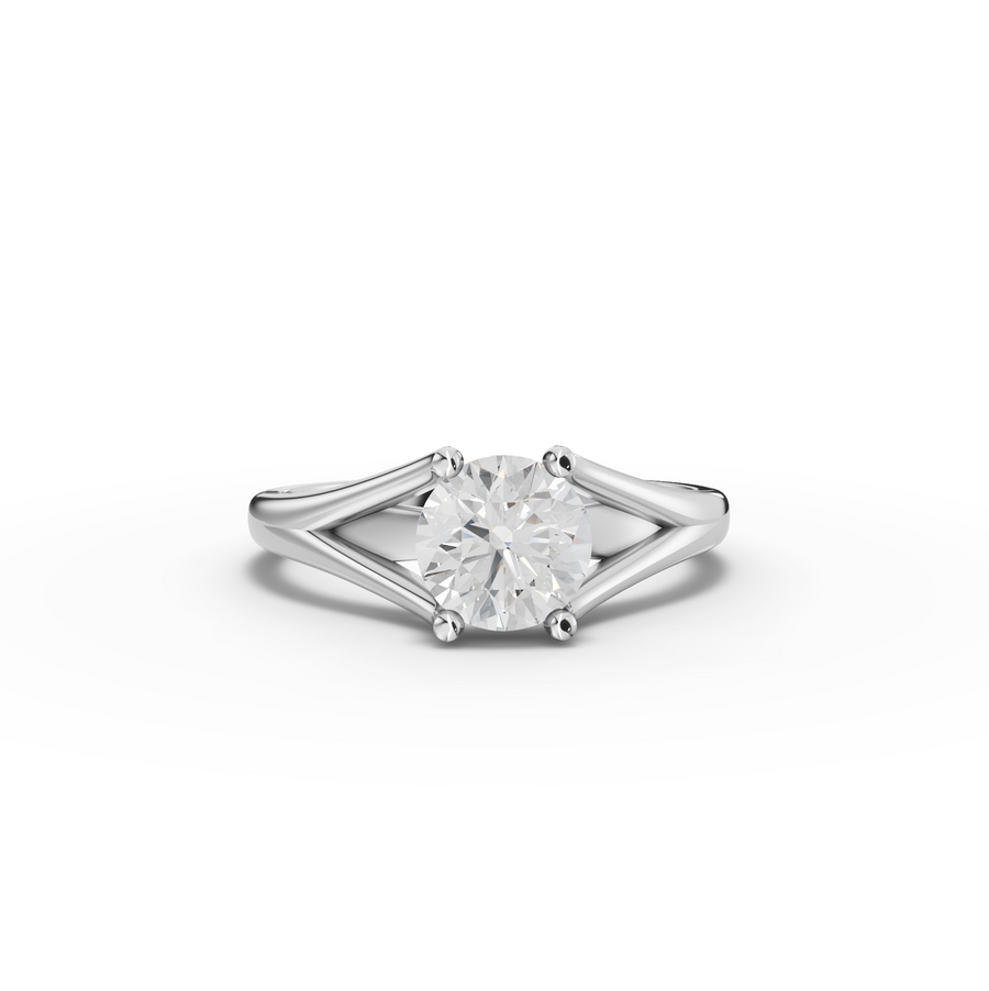 1.00 Ct Modern Split Shank Round Solitaire Ring