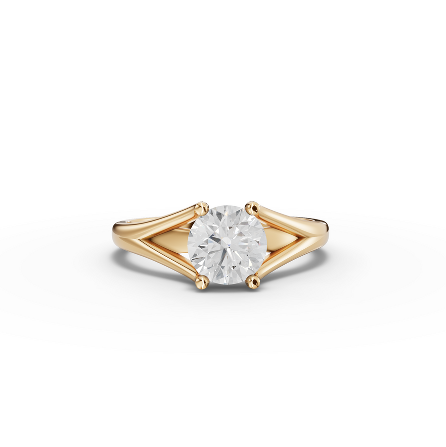 1.00 Ct Modern Split Shank Round Solitaire Ring