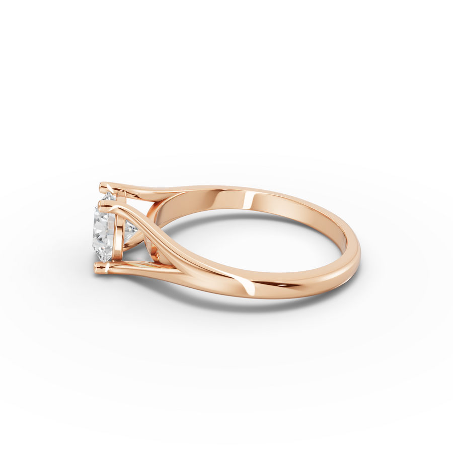 1.00 Ct Modern Split Shank Round Solitaire Ring
